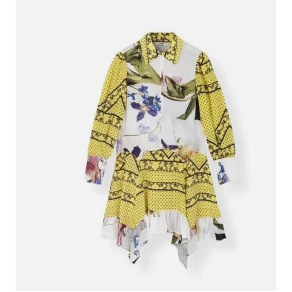 NEW GANNI Hemlock Silk Chiffon Floral Color Block Dress (SOLD OUT) - Size 38 - Picture 5 of 10